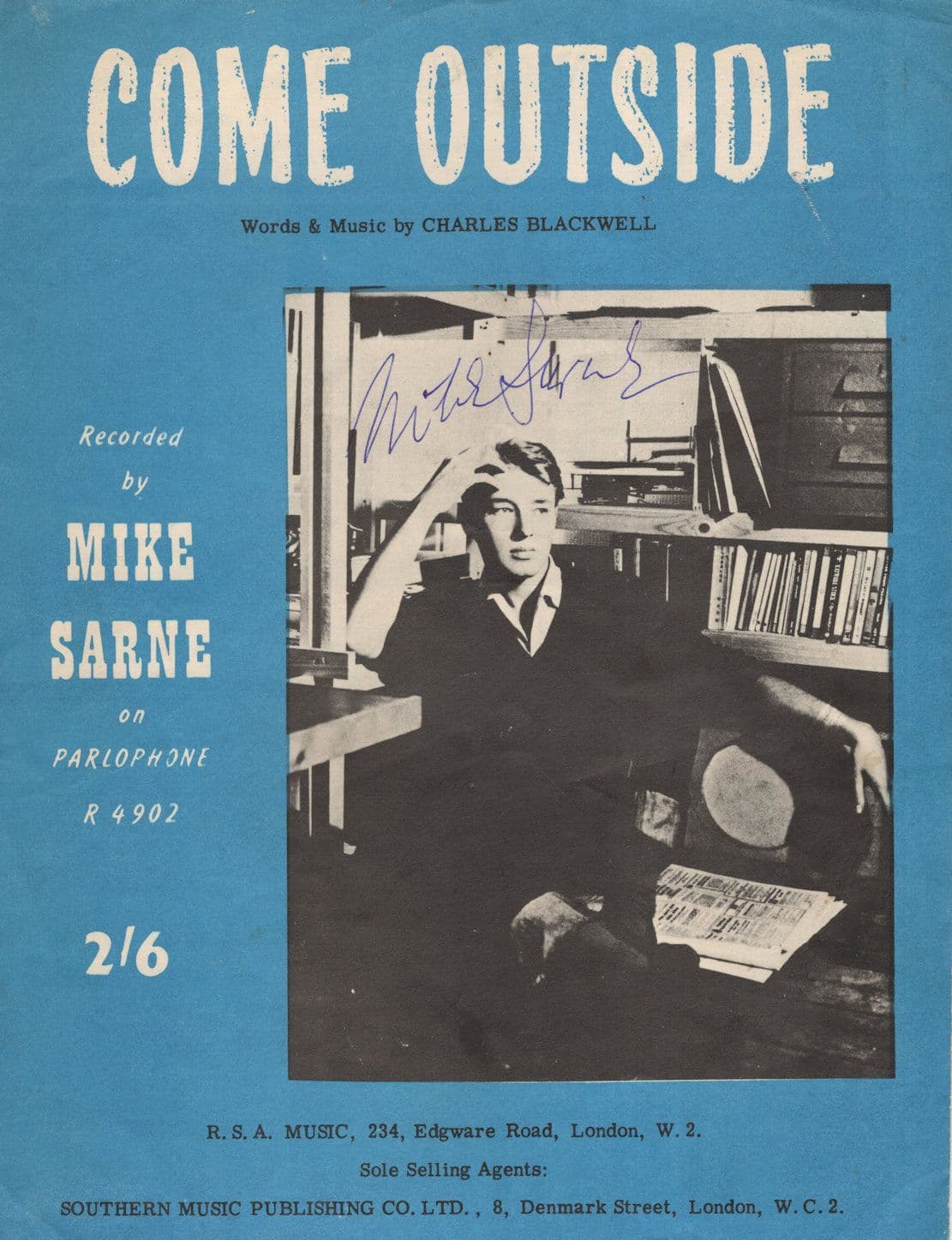 Mike Sarne Come Outside Hand Signed Sheet Music