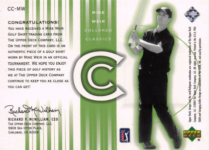 Mike Weir Collared Classics 2003 Golf Shirt Relic Upper Deck Trade Card