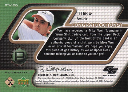 Mike Weir Golf Gear 2004 Authentic Real Shirt Swatch Upper Deck Card