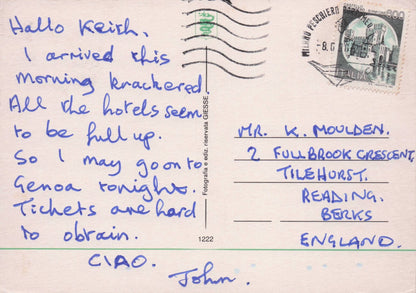 Milan Italia 90 World Cup I Cant Get Football Tickets Postcard