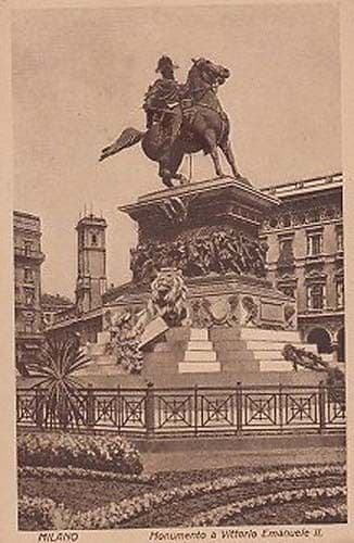 Milan Milano Vittorio Emanuele II Horse Monument Italy Antique Statue Postcard