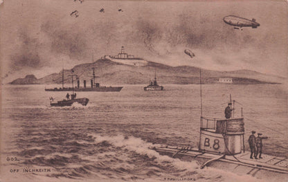 Military Airship At Inchkeith Ship Scottish Phillimore Old Postcard