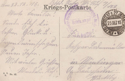 Military German Soldiers Christmas Day WW1 Sent From Camp Postcard