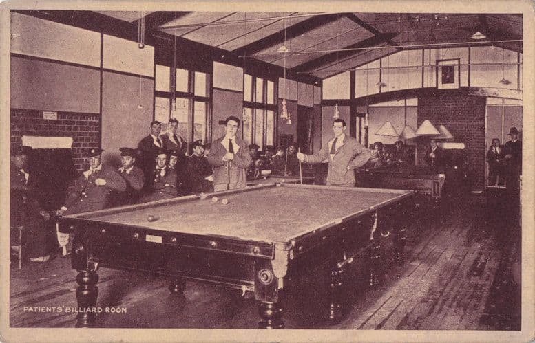 Military Hospital Patients Billiards Snooker Room Antique Postcard