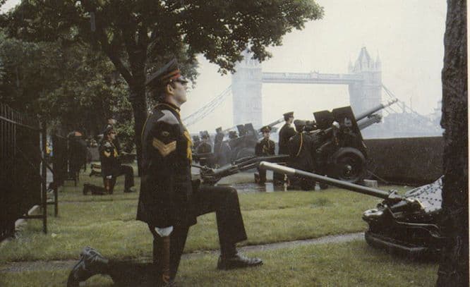 Military Salute Of Guns For Prince William at Tower Bridge Royal Postcard