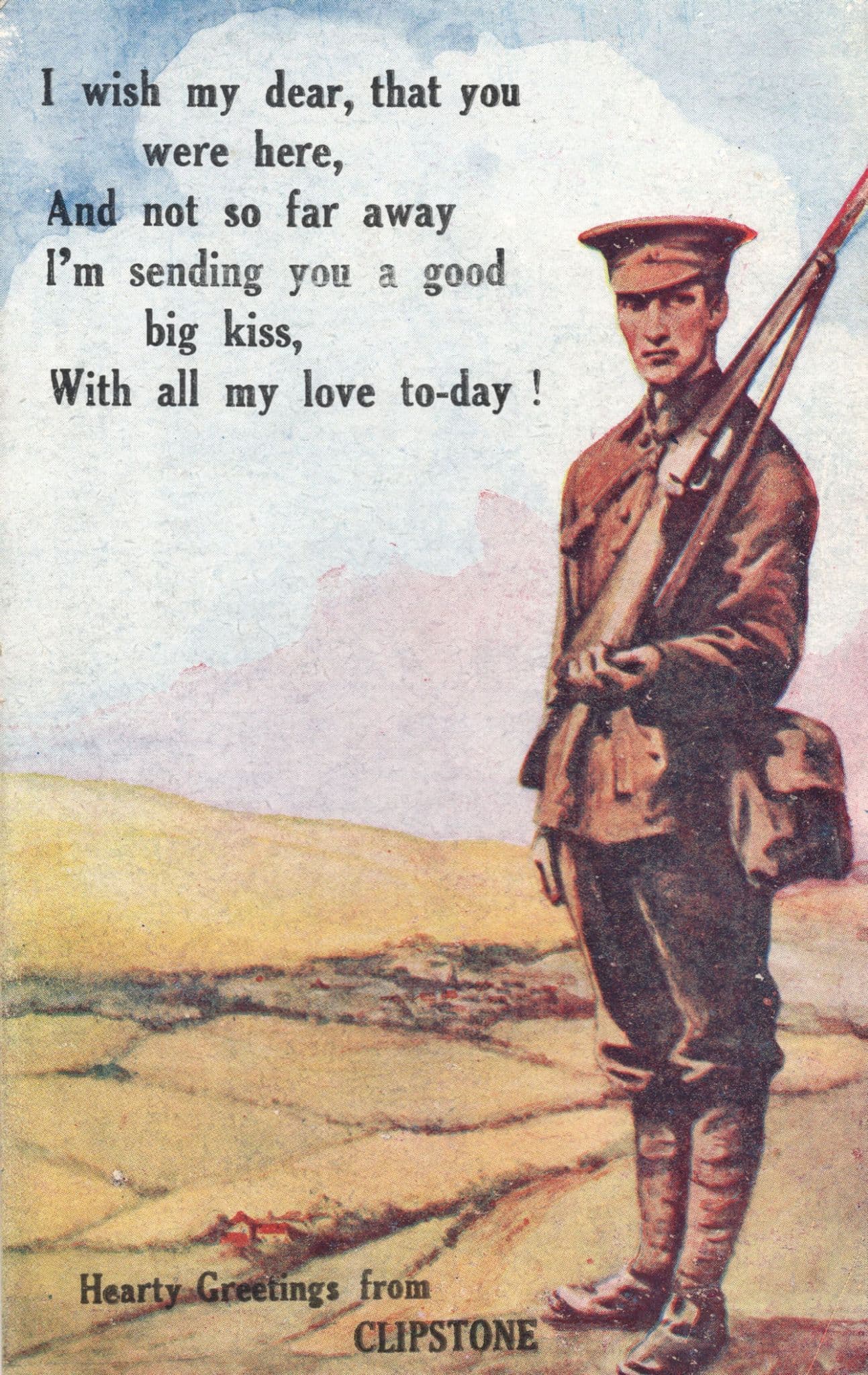 Military WW1 Soldier Greetings From Clipstone Nottingham Postcard