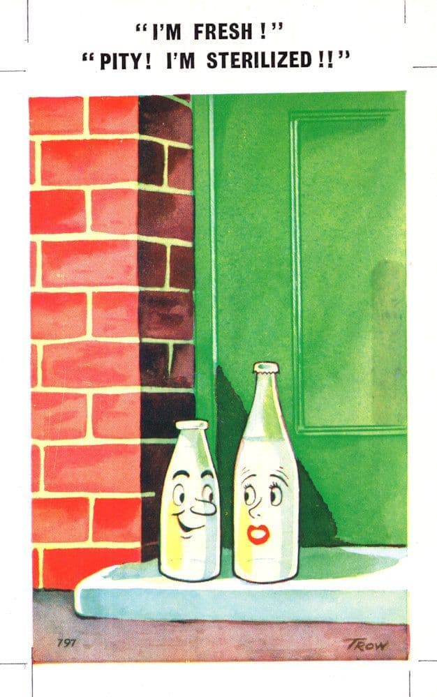 Milkman Of Milk Dairy Bottles On Doorstop 1970s Comic Postcard