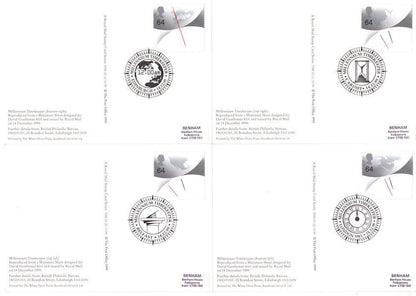 Millenium Clock Timekeeper SET OF 14 PHQ Postcard Postmark & Stamp s