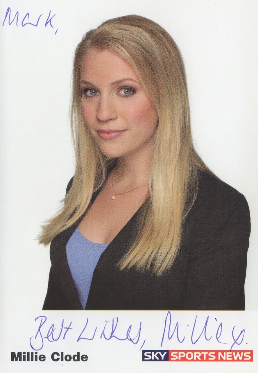 Millie Clode Sky Sports Presenter Hand Signed Card Photo