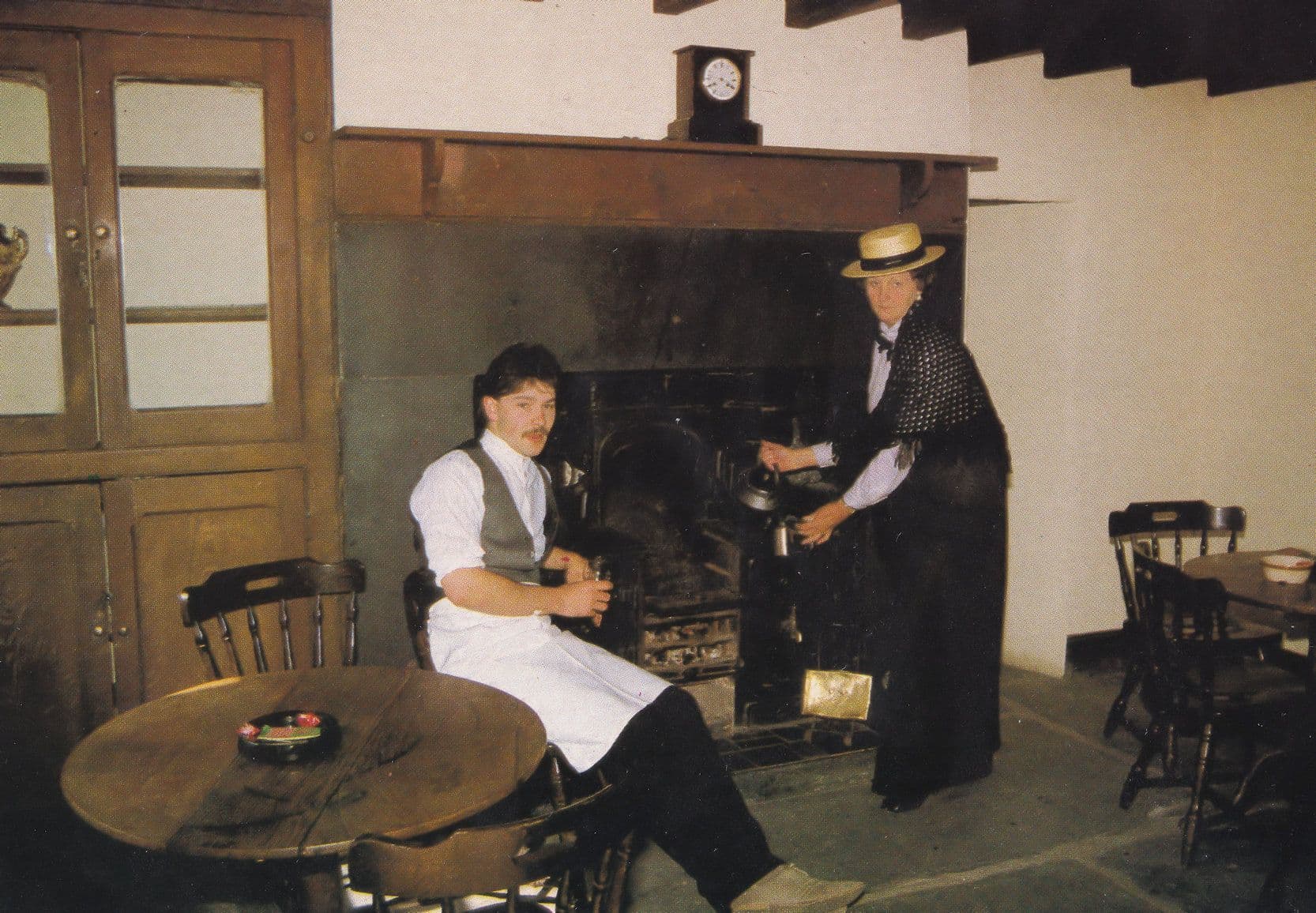 Miners Arms Welsh Mining Pub Chef Fireside Llechwedd Rare Postcard