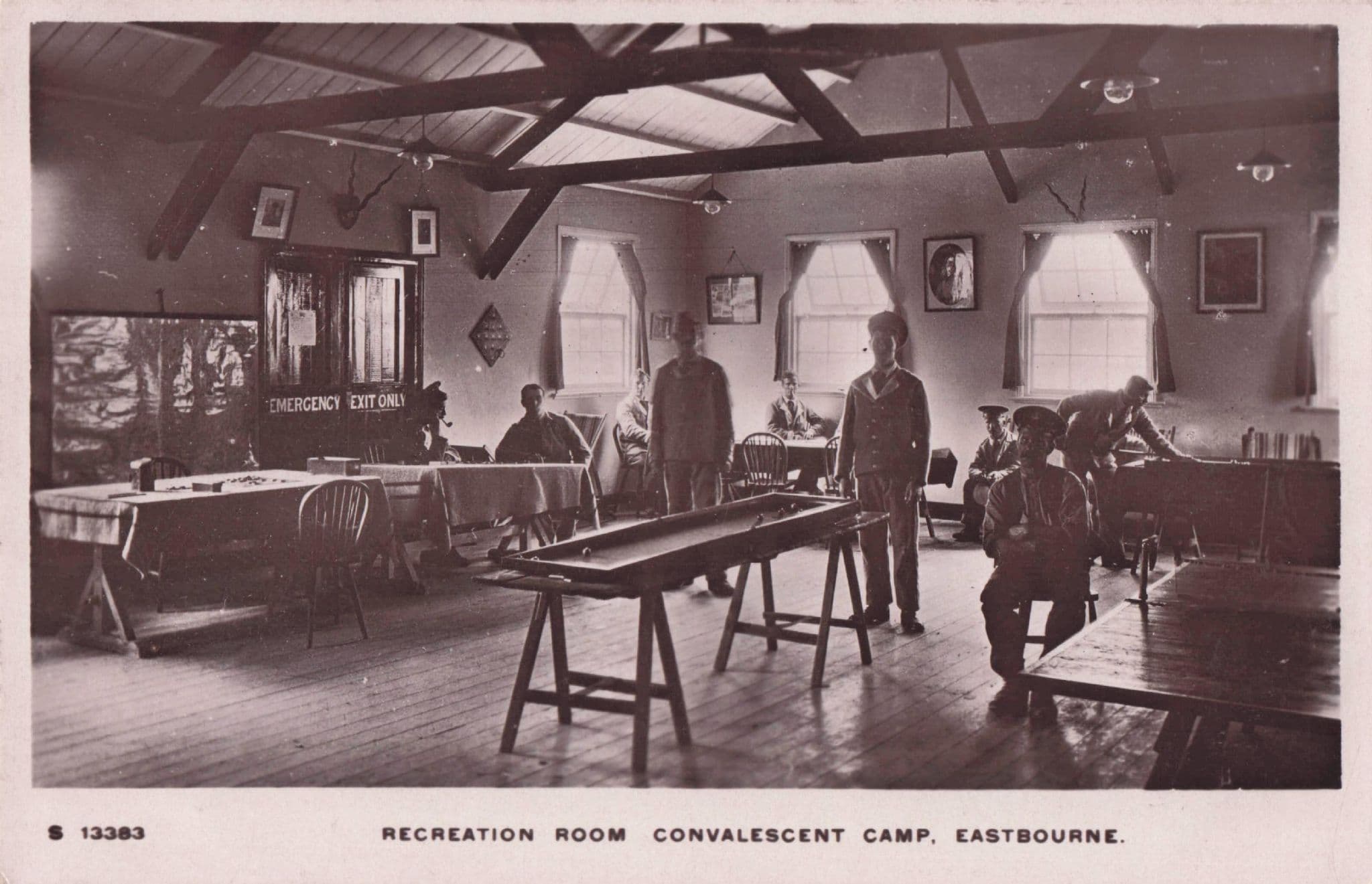 Miniature Billiards Table Tennis Military Convalescent Camp Eastbourne RPC Postcard
