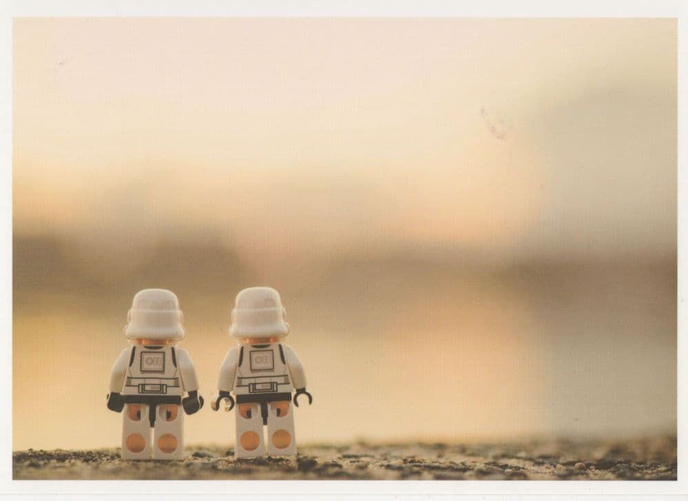 Miniature Lego Men Robots Workers German Rare Postcard