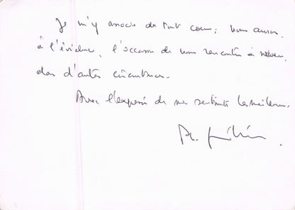 Minister for Europe & Foreign Affairs of France Hand Signed Letter