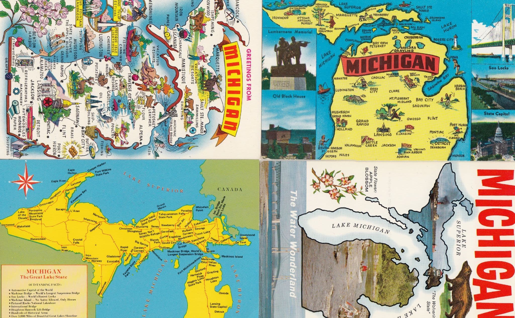 Minnesota Land Of 10000 Lakes 4x Map Postcard s