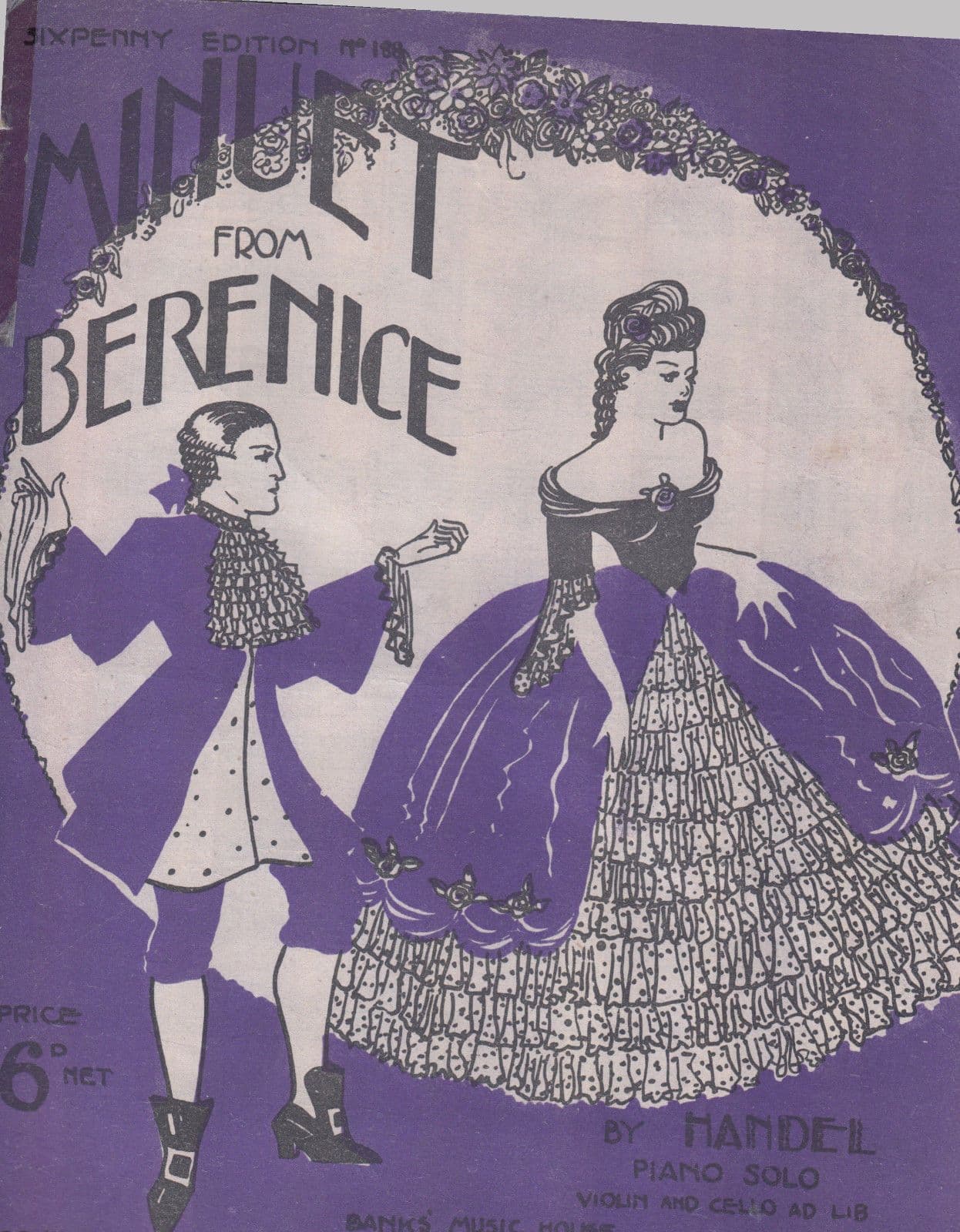 Minuet From Berenice Handel 1930s Sheet Music