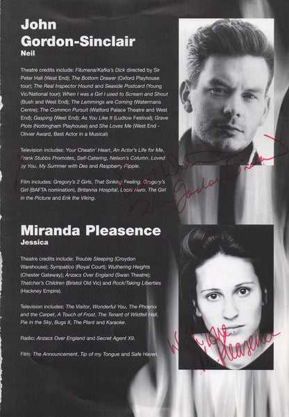 Miranda Pleasence Of Donald John Gordon-Sinclair 4x Hand Signed Theatre Page