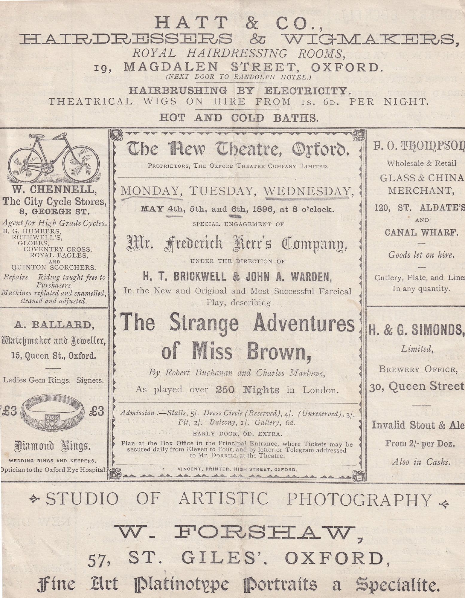 Miss Brown Visits Colchester Essex Oxford Comedy Victorian Theatre Programme
