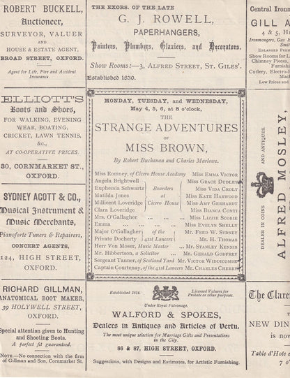 Miss Brown Visits Colchester Essex Oxford Comedy Victorian Theatre Programme
