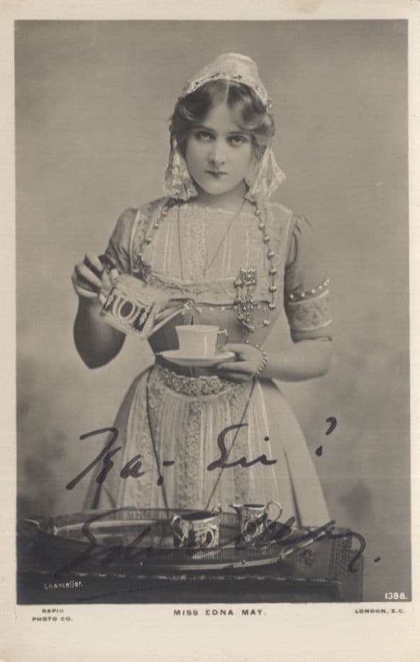 Miss Edna May Edwardian Actress Antique Signed Postcard