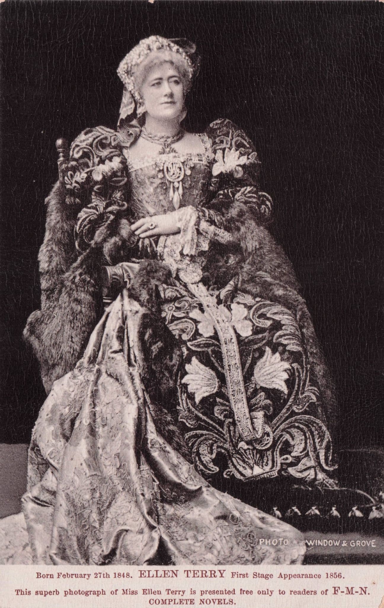 Miss Ellen Terry Edwardian Actress 1st Stage Appearance Theatre Postcard