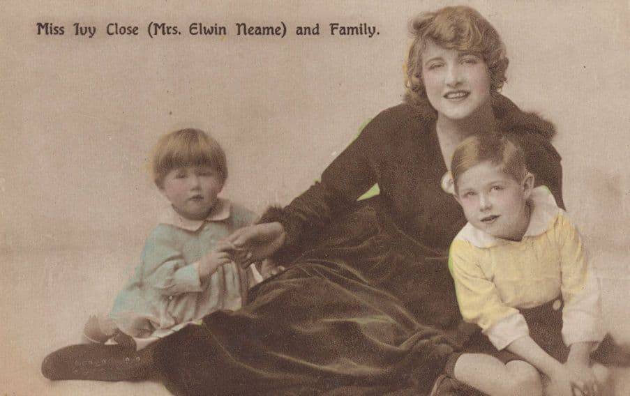 Miss Ivy Close & Her Family Antique Actress Postcard