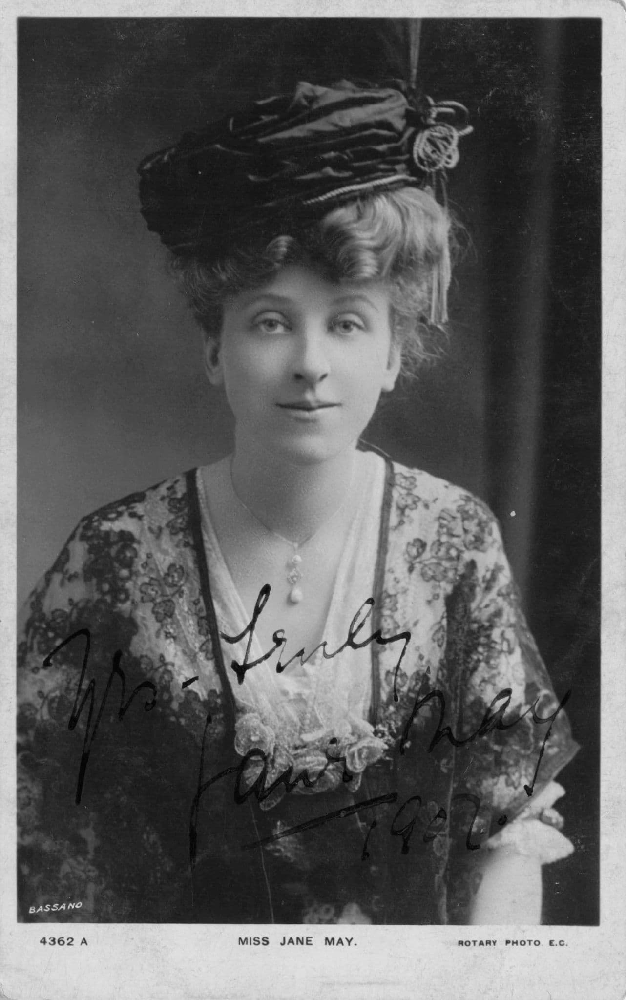 Miss Jane of Edna May Edwardian Actress Hand Signed Photo Postcard