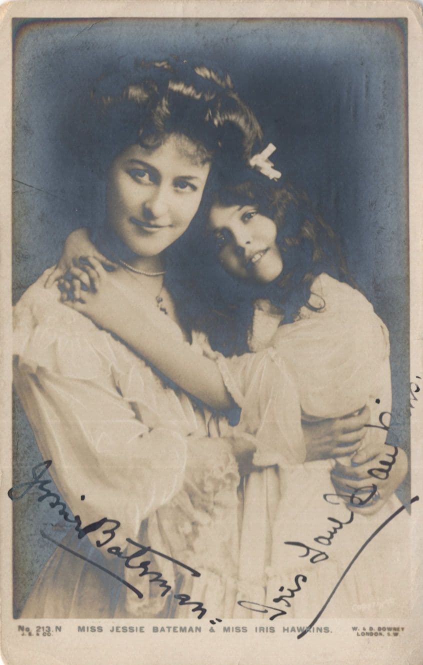 Miss Jessie Bateman & Iris Hawkins DOUBLE Hand Signed Postcard