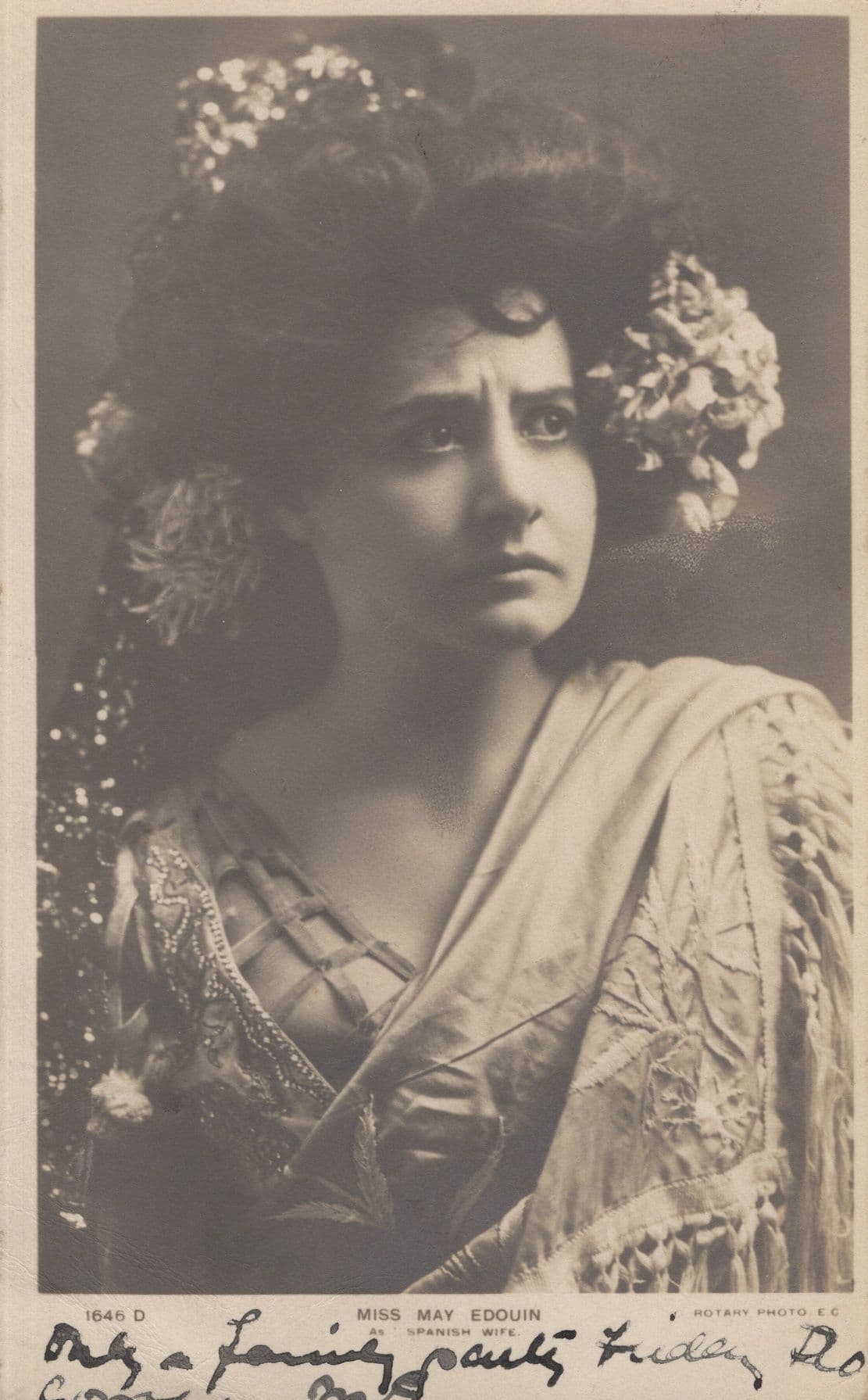 Miss May Edouin in Spanish Wife Rare Edwardian Actress Postcard