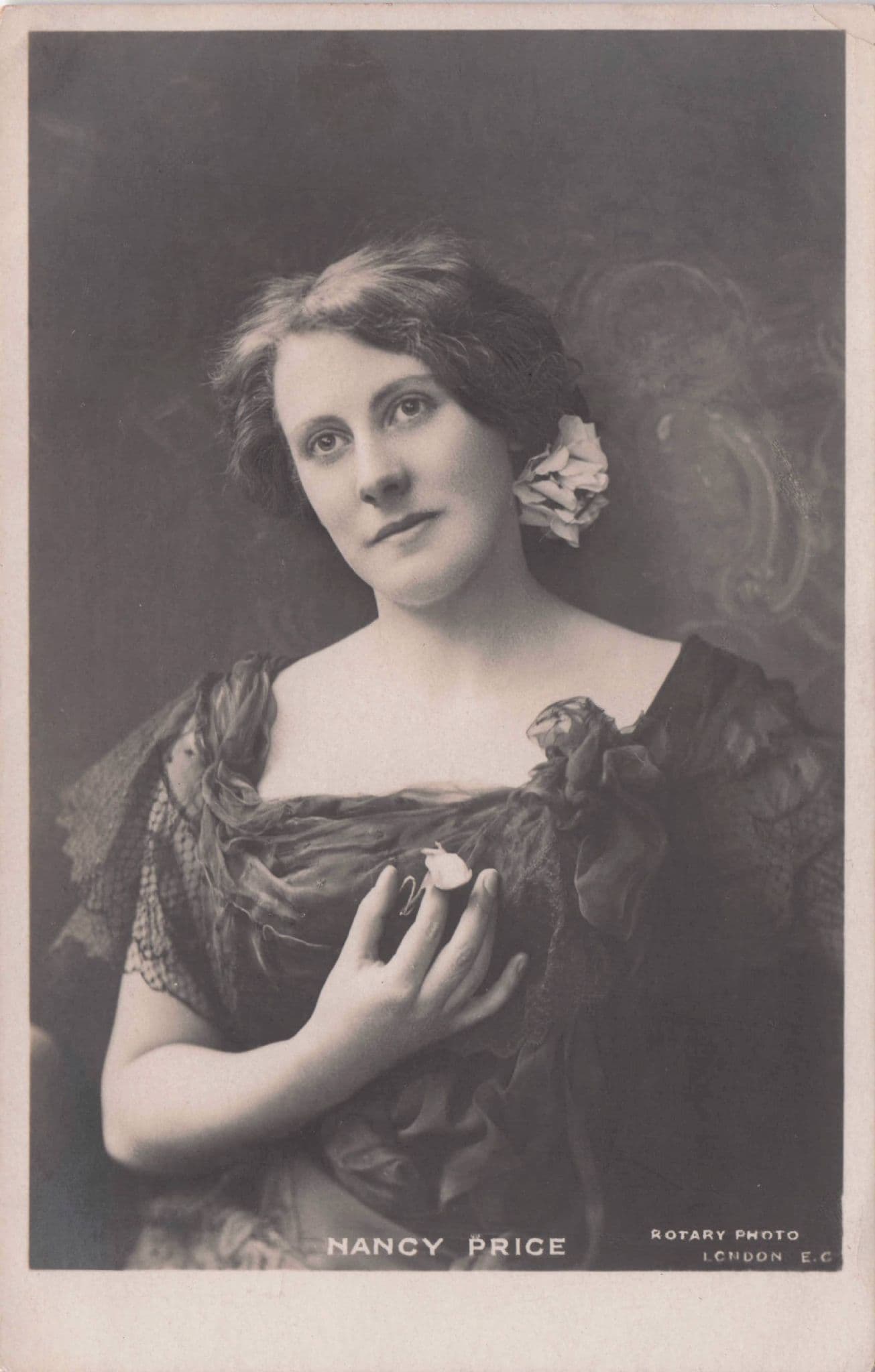 Miss Nancy Price Edwardian Actress Antique Real Photo Postcard