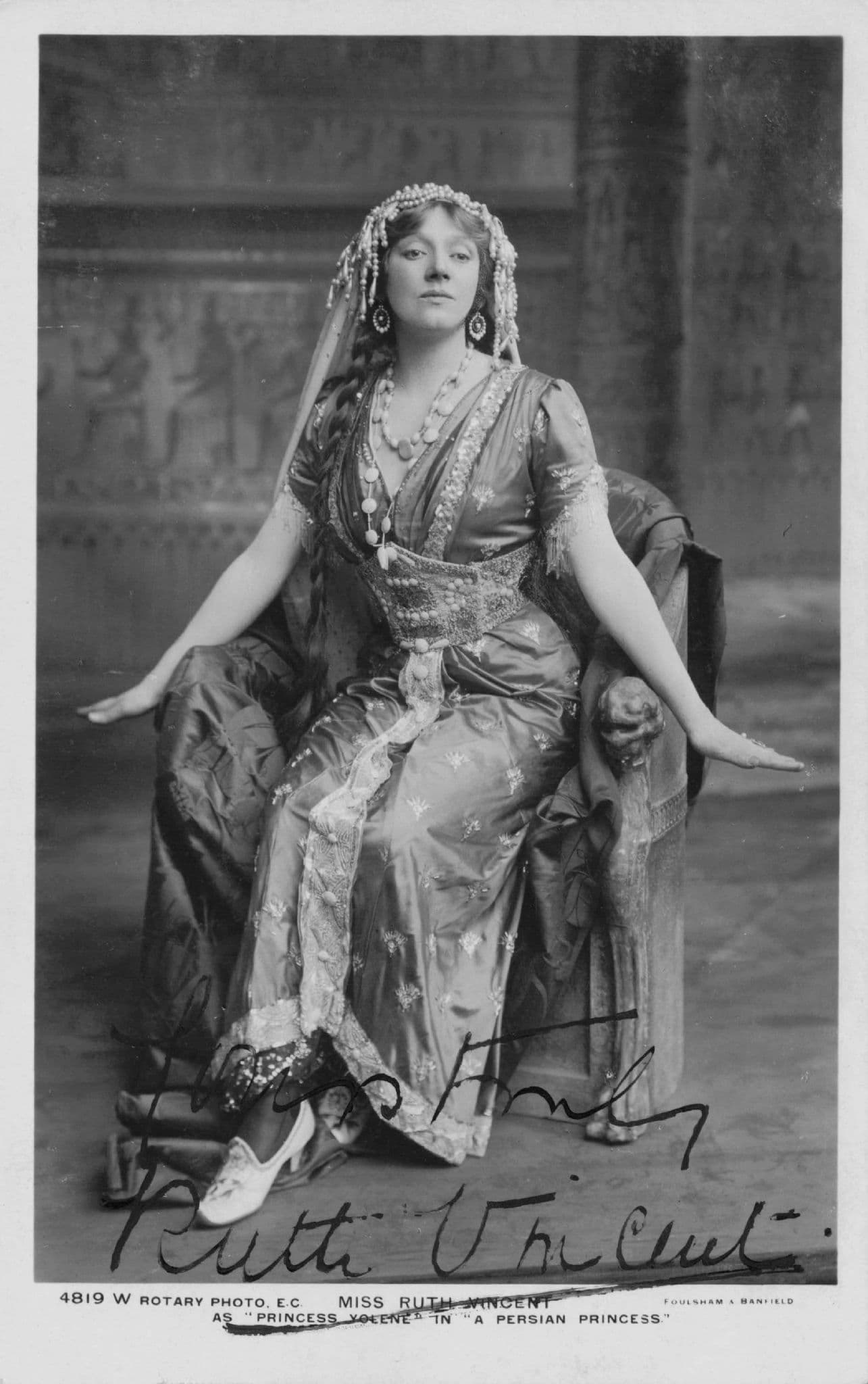 Miss Ruth Vincent Actress as Old Persian Queen Hand Signed Photo
