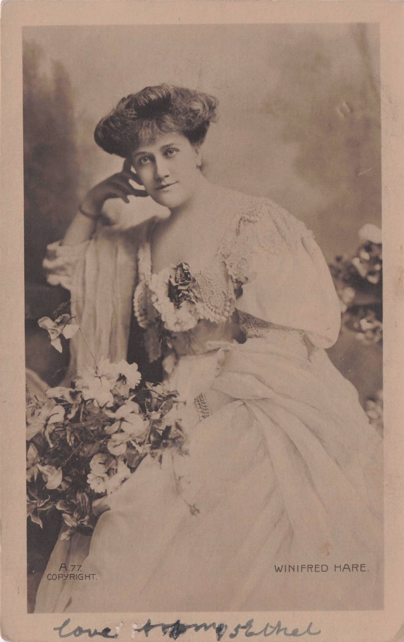 Miss Winifred Hare Edwardian Actress Live Concert Attendee Postcard