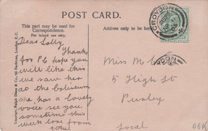 Miss Winifred Hare Edwardian Actress Live Concert Attendee Postcard