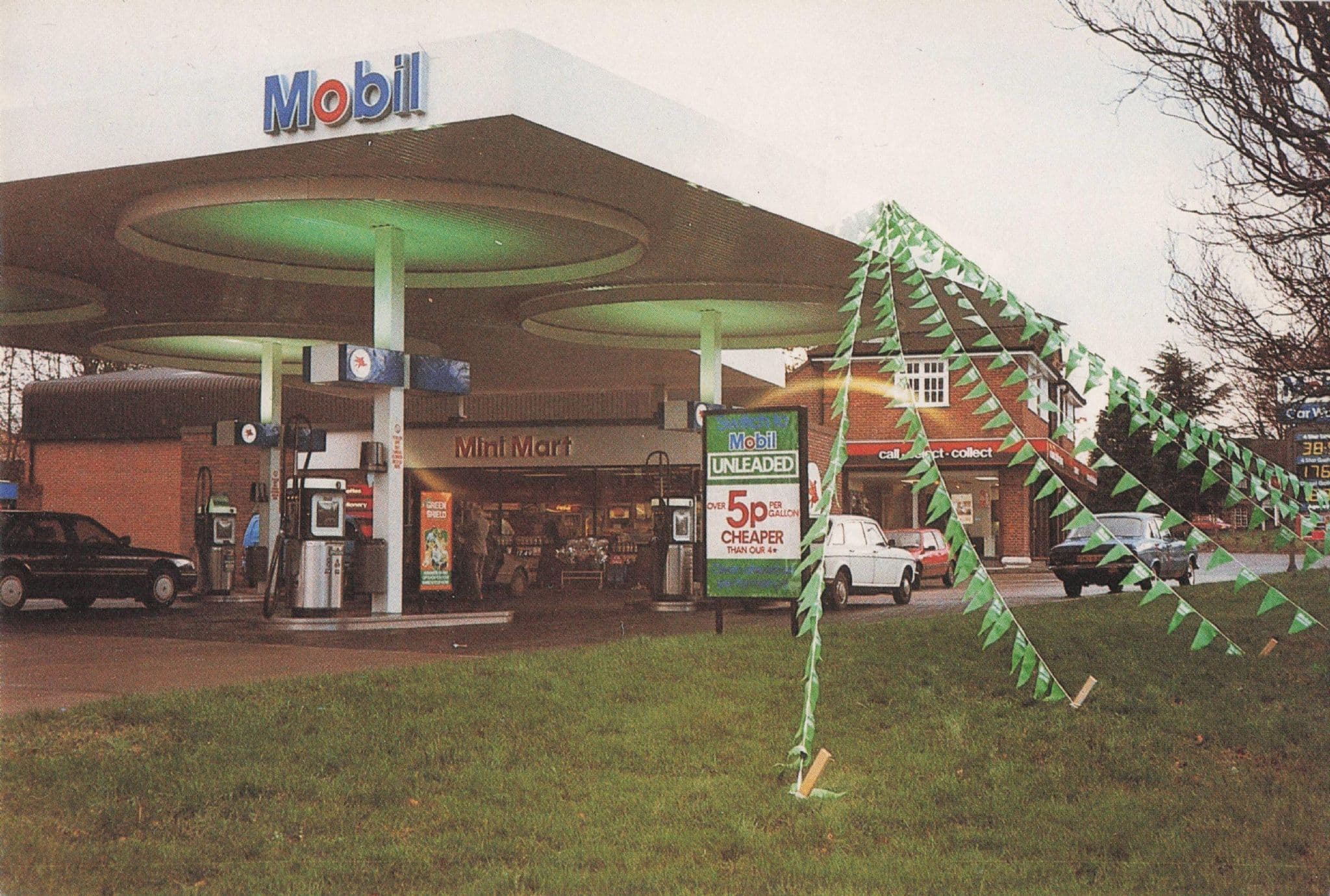 Mobil Petrol Station at Basingstoke Bypass 1980s Hampshire Postcard