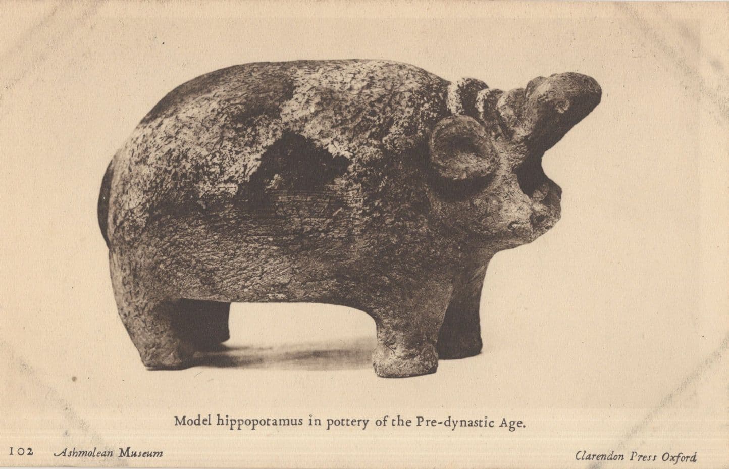 Model Of Animal Hippopotamis Pre Dynastic Age Egyptian Old Postcard
