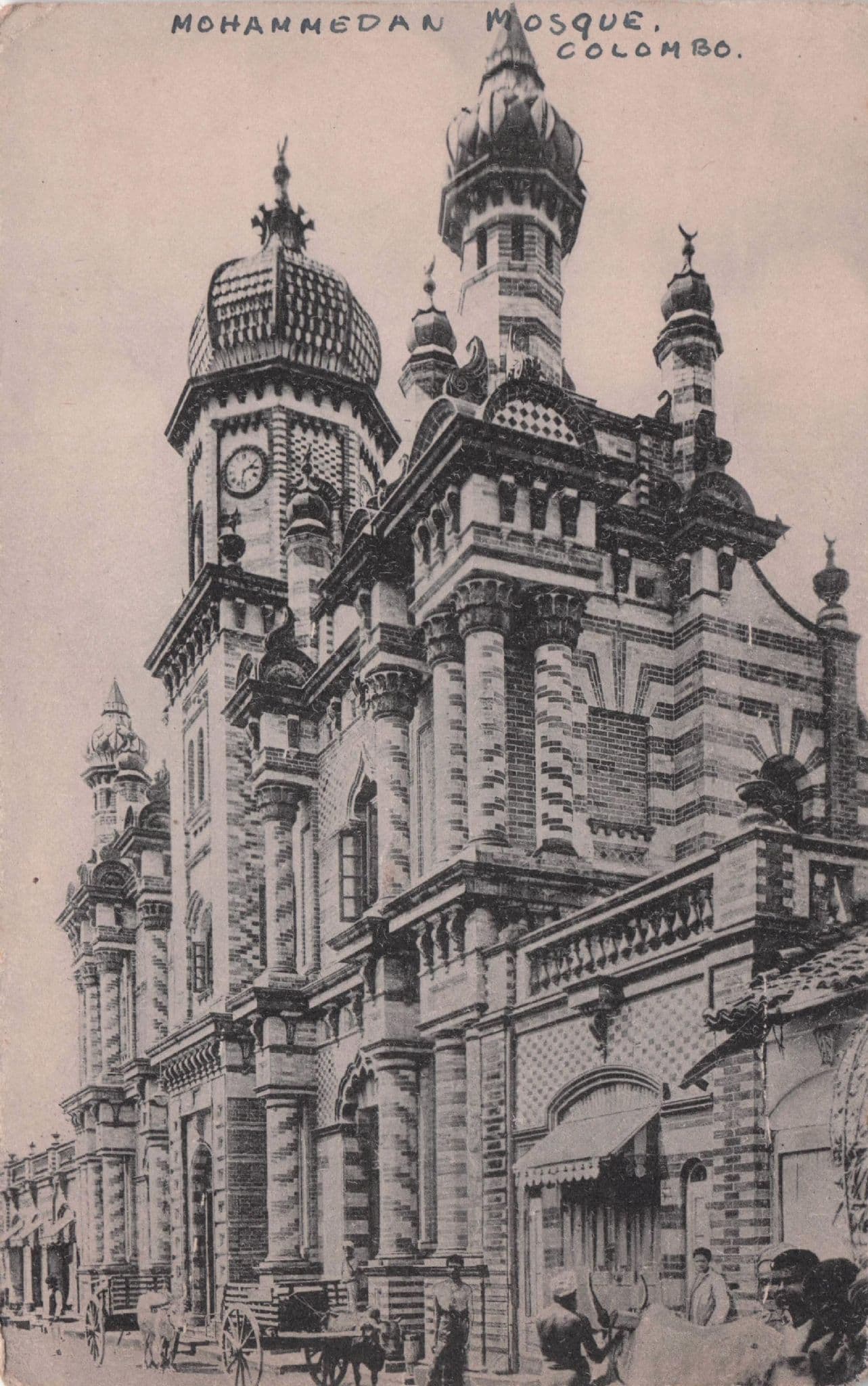 Mohammedan Mosque Colombo India Street Transport Old Postcard