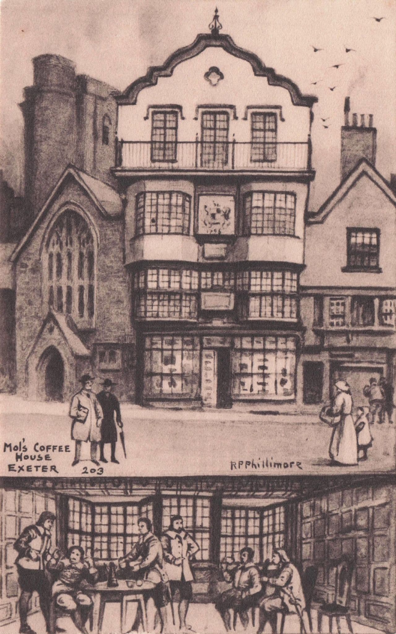 Mol's Coffee House Tea Rooms Exeter Devon Phillimore Old Postcard