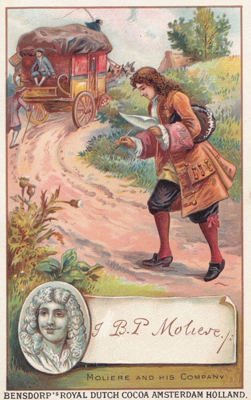 Moliere French Actor Printed Signed Bendorps Cocoa Drink Postcard Antique Card