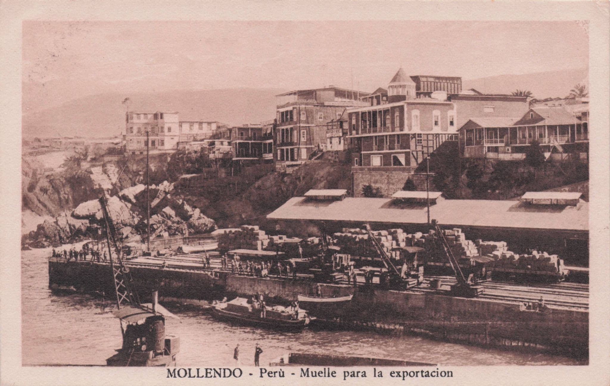 Mollendo Peru Chile Ship Harbour Muelle Exportacion Old Postcard