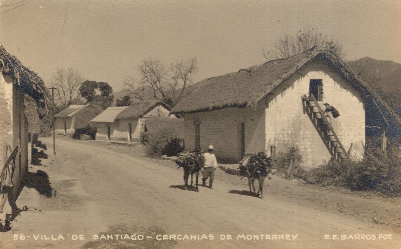 Monterrey Villa De Santiago Loaded Donkeys Burros Dirt Rd Homes Chile Old Postcard