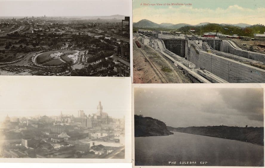 Montevideo Argentina Aerial Real Photo Panama Canal 4x Postcard s