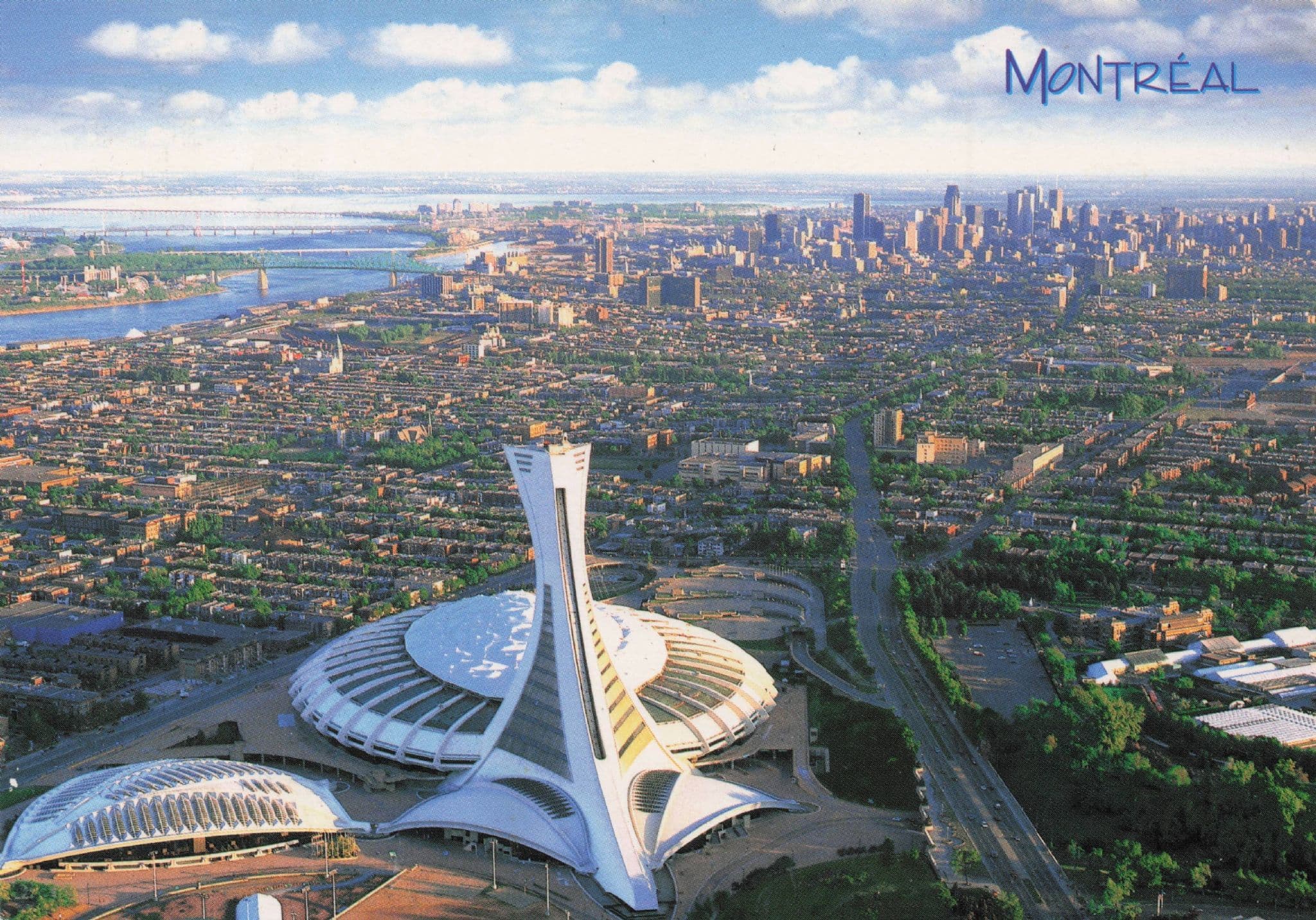 Montreal Olympic Sports Stadium Canada Aerial Postcard