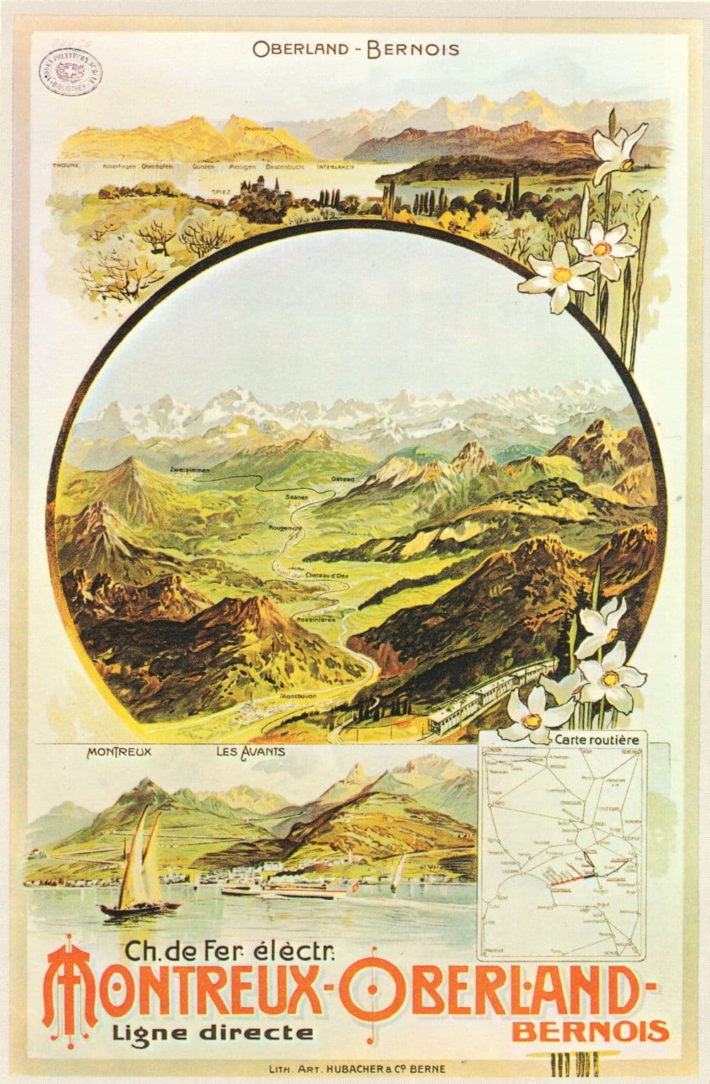 Montreux Oberland Bernois Fer Electrique 1900s Railway Swiss Postcard