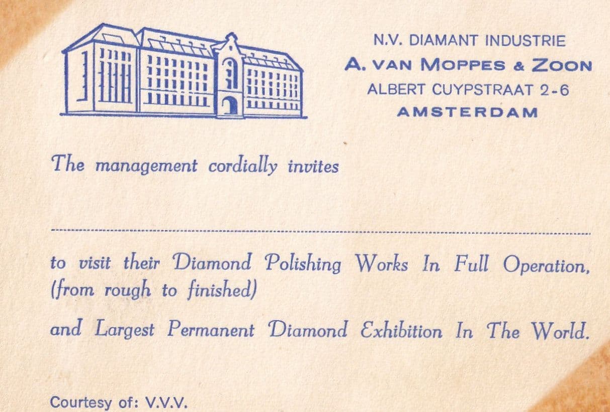 Moppes & Zoon Diamond Polishers Amsterdam Holland Ephemera
