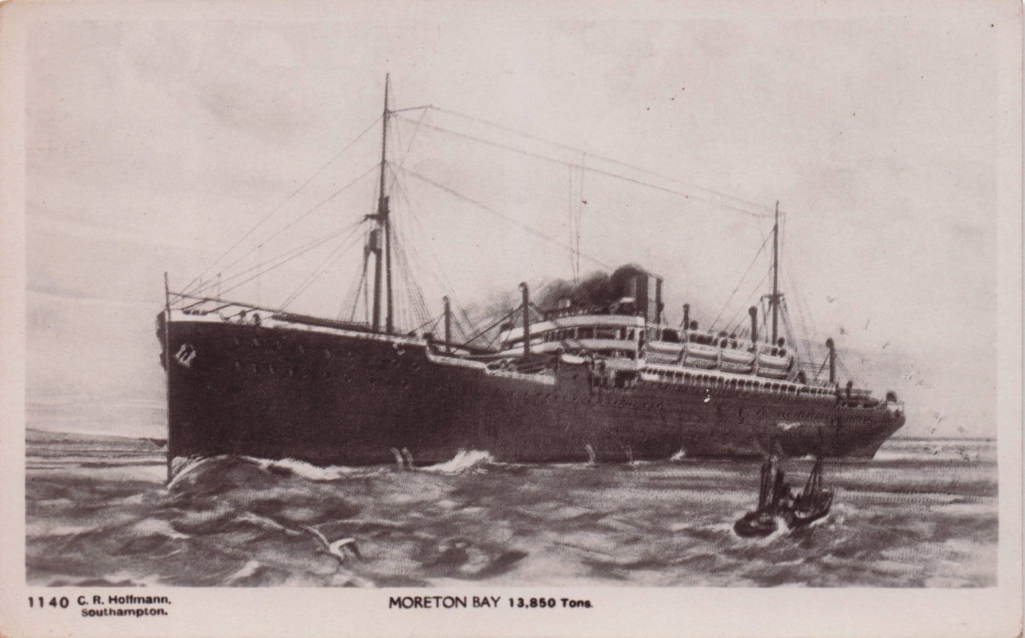 Moreton Bay Ferry Ship Tonnage Australia Old Real Photo Postcard