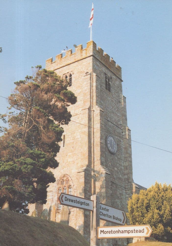 Moretonhampstead Cheriton Bishop Devon Street Sign Postcard