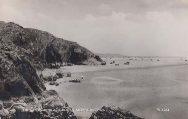Morfa Bychan Wales Real Photo Classic Car Parked On Beach Postcard