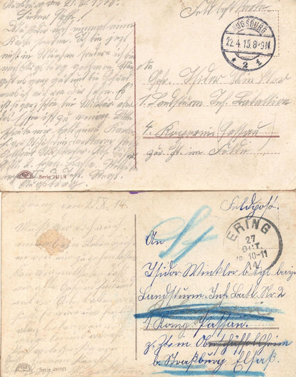 Morgenrot German WW1 Military Horse 2x Sent From Soldier Postcard s