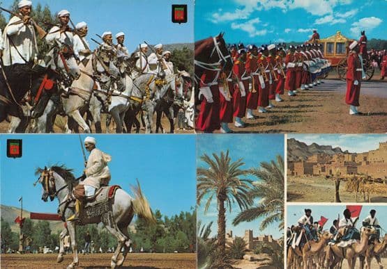 Morocco Hassan Military Mounted Riders 4x Postcard s