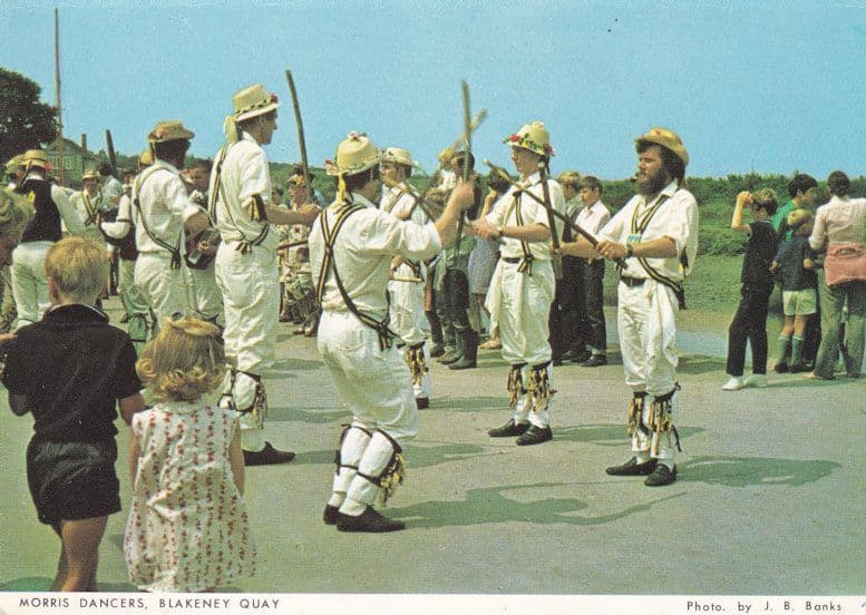 Morris Dancers Dancing Blakeney Quay Norfolk 1980s Postcard
