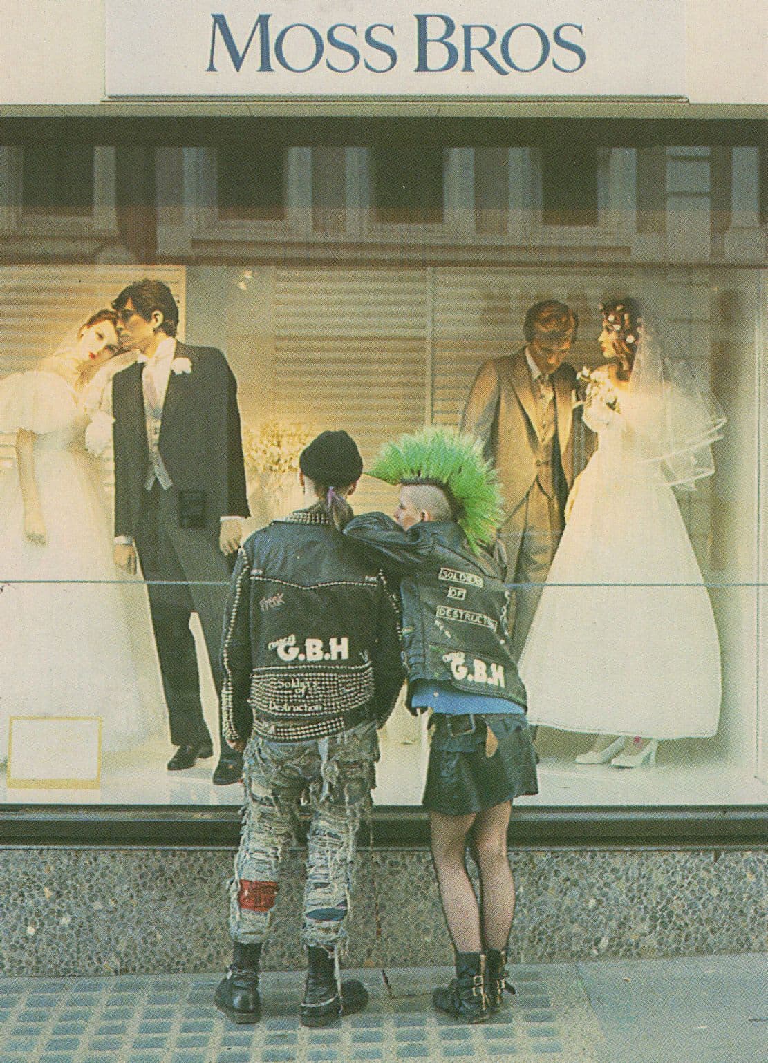 Moss Bros GBH Punk Rockers London Mohican in Designer Wedding Postcard
